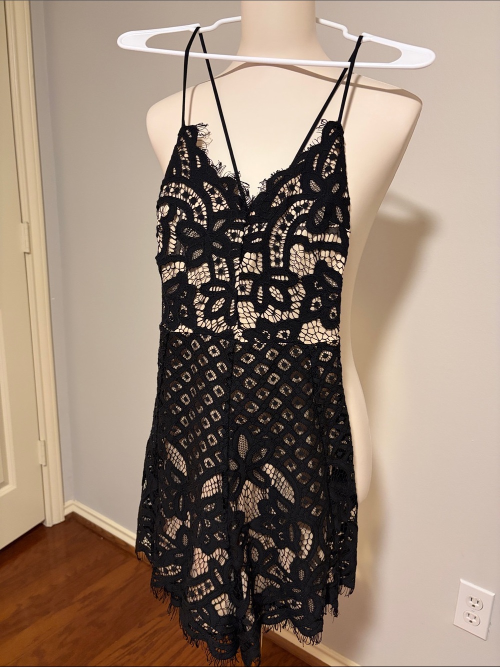 Express Women’s Black Lace Crochet Romper